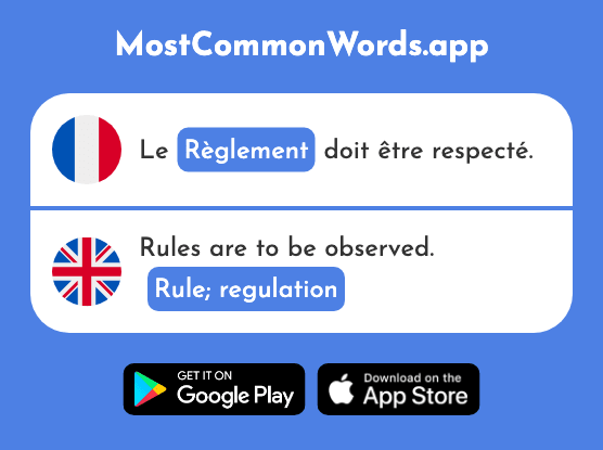 Règlement - Rule, regulation (Le 1166 Mot Le Plus Commun En English)