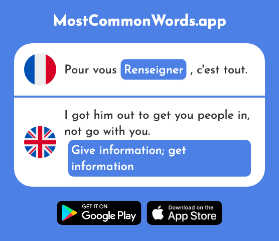 Renseigner - Give information, get information (Le 2921 Mot Le Plus Commun En English)