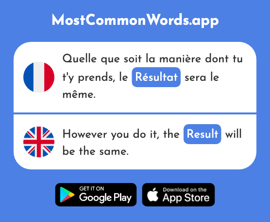Résultat - Result, follow-up (Le 428 Mot Le Plus Commun En English)