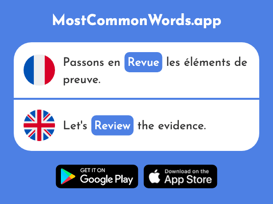 Revue - Review, magazine, journal (Le 1822 Mot Le Plus Commun En English)