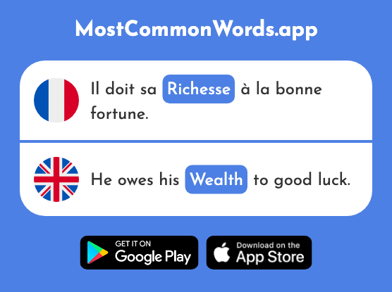 Richesse - Wealth, richness (Le 1880 Mot Le Plus Commun En English)