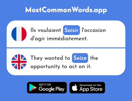 Saisir - Take hold of, grab, grasp, seize, know, understand (Le 719 Mot Le Plus Commun En English)