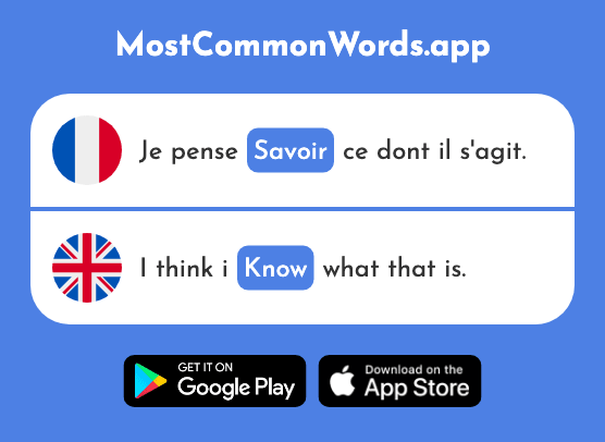 Savoir - Know (Le 67 Mot Le Plus Commun En English)