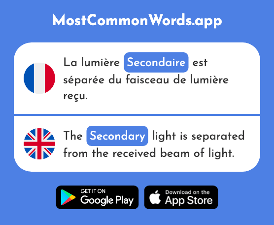 Secondaire - Secondary (Le 2027 Mot Le Plus Commun En English)