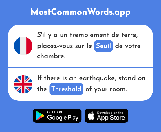 Seuil - Doorstep, threshold (Le 2068 Mot Le Plus Commun En English)
