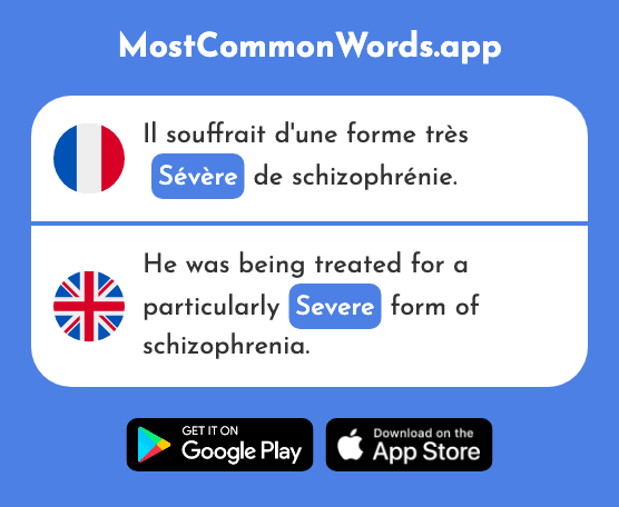 Sévère - Severe (Le 1733 Mot Le Plus Commun En English)