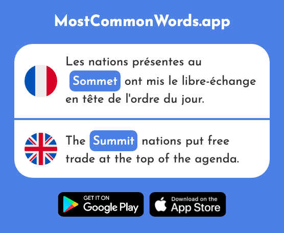 Sommet - Summit (Le 1486 Mot Le Plus Commun En English)