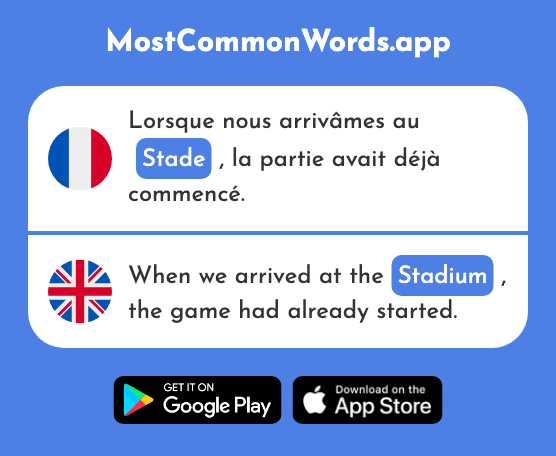 Stade - Stadium, stage (Le 1967 Mot Le Plus Commun En English)