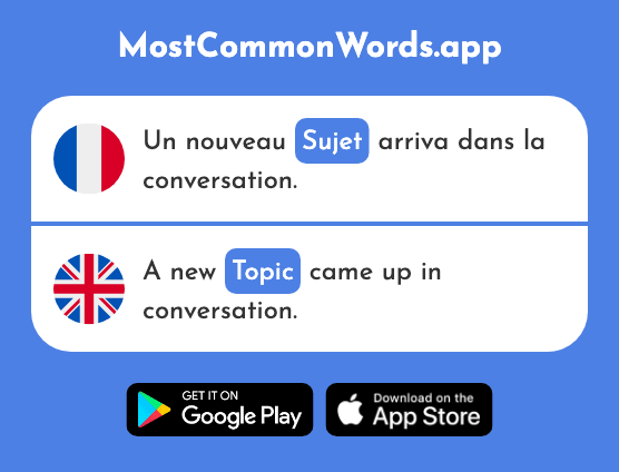 Sujet - Subject, topic (Le 353 Mot Le Plus Commun En English)