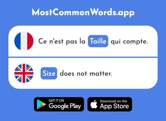 Taille - Size, height (Le 1500 Mot Le Plus Commun En English)
