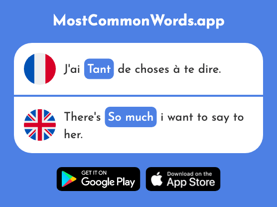 Tant - So much, so many (Le 181 Mot Le Plus Commun En English)