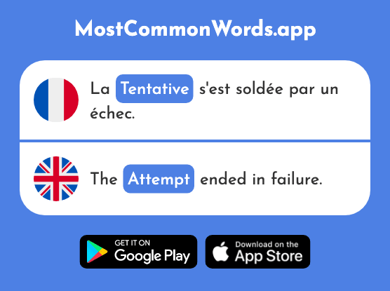 Tentative - Attempt (Le 1381 Mot Le Plus Commun En English)