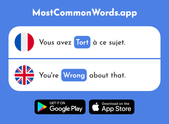 Tort - Wrong (Le 1652 Mot Le Plus Commun En English)