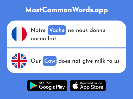 Vache - Cow (Le 2768 Mot Le Plus Commun En English)