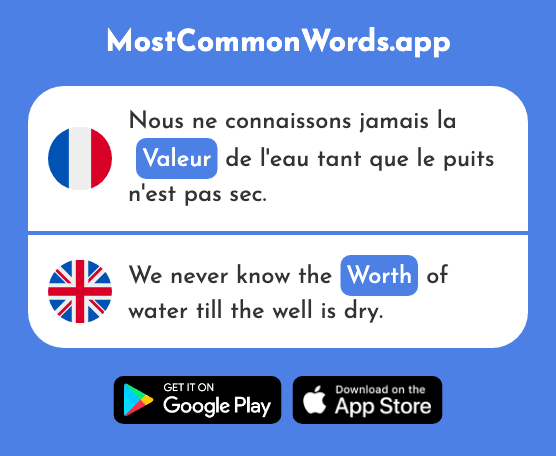 Valeur - Value, worth (Le 453 Mot Le Plus Commun En English)