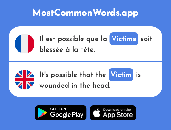 Victime - Victim (Le 697 Mot Le Plus Commun En English)