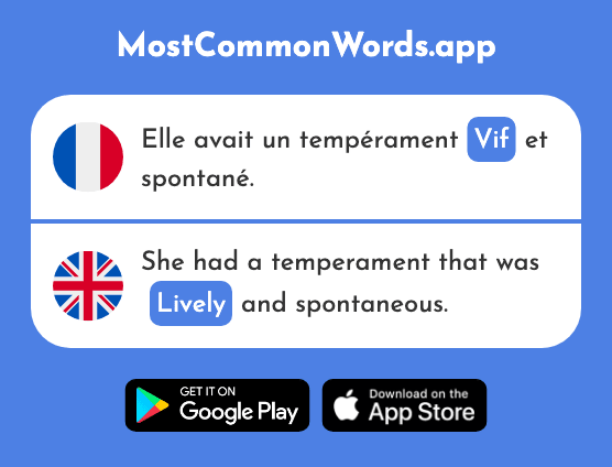 Vif - Lively, alive, vivid (Le 1132 Mot Le Plus Commun En English)