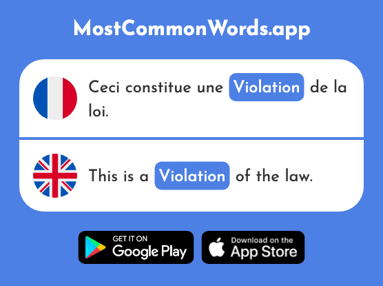 Violation - Violation, transgression (Le 2814 Mot Le Plus Commun En English)