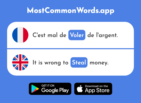 Voler - Steal, rob (Le 1610 Mot Le Plus Commun En English)