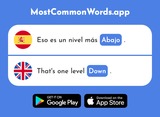 Abajo - Down, below, downward (La 788 Palabra Más Común En English)