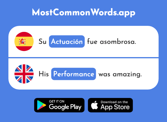 Actuación - Performance, acting (La 1835 Palabra Más Común En English)