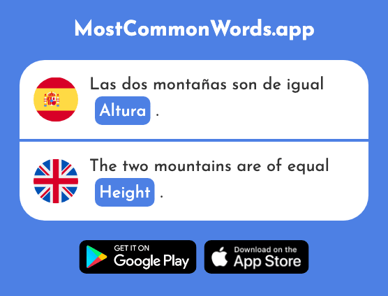 Altura - Height, altitude (La 970 Palabra Más Común En English)