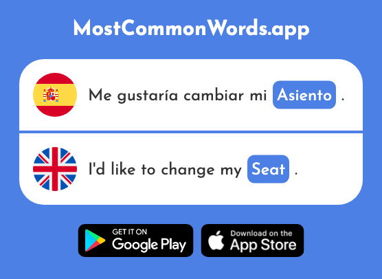 Asiento - Seat, chair (La 2096 Palabra Más Común En English)