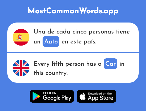Auto - Auto, car (La 1543 Palabra Más Común En English)