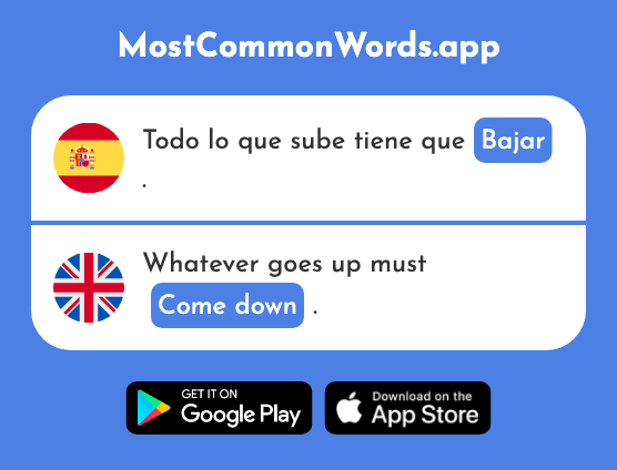 Bajar - Come down, let down (La 484 Palabra Más Común En English)