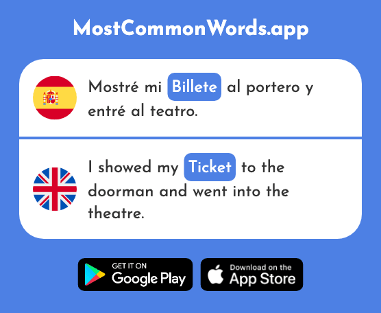 Billete - Ticket, bill, note (La 2992 Palabra Más Común En English)