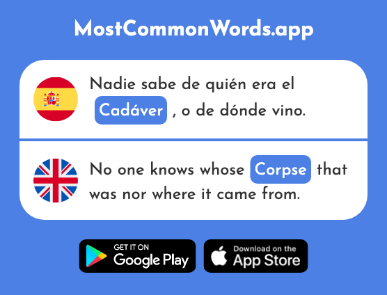 Cadáver - Corpse, body (La 2119 Palabra Más Común En English)