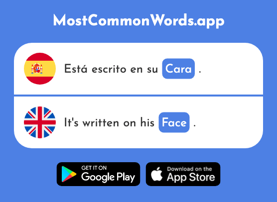 Cara - Face, expression (La 337 Palabra Más Común En English)