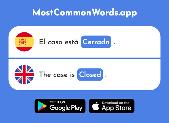 Cerrado - Closed (La 1201 Palabra Más Común En English)