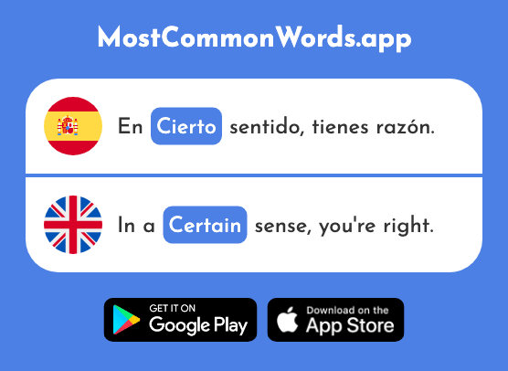 Cierto - Certain, sure, true (La 159 Palabra Más Común En English)