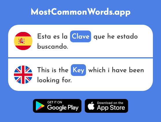 Clave - Key (La 1378 Palabra Más Común En English)