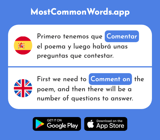 Comentar - Comment on (La 634 Palabra Más Común En English)