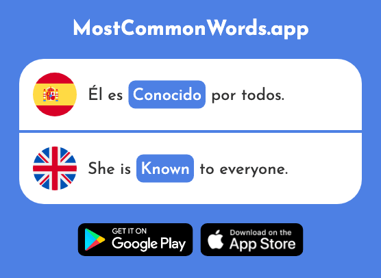 Conocido - Known, well known (La 759 Palabra Más Común En English)