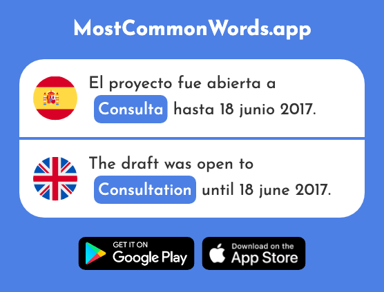 Consulta - Consultation, advice (La 2221 Palabra Más Común En English)