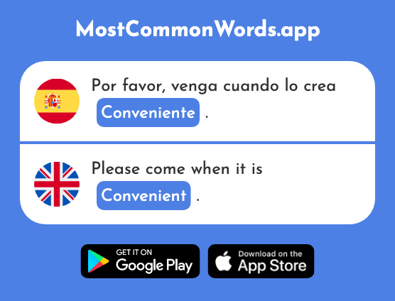 Conveniente - Convenient (La 2853 Palabra Más Común En English)