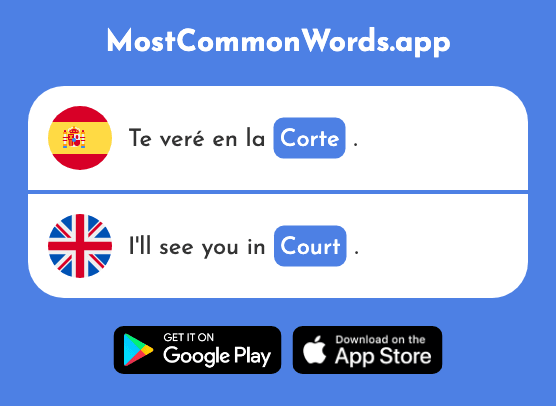 Corte - Court, cut (La 1181 Palabra Más Común En English)