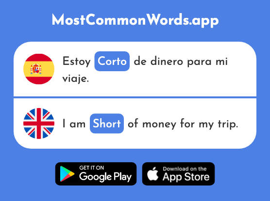 Corto - Short, brief (La 1055 Palabra Más Común En English)