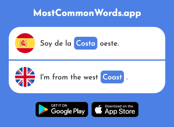 Costa - Coast (La 896 Palabra Más Común En English)