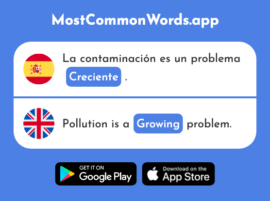 Creciente - Growing, increasing (La 2328 Palabra Más Común En English)