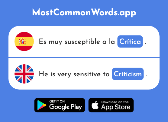 Crítica - Criticism, critique (La 1398 Palabra Más Común En English)