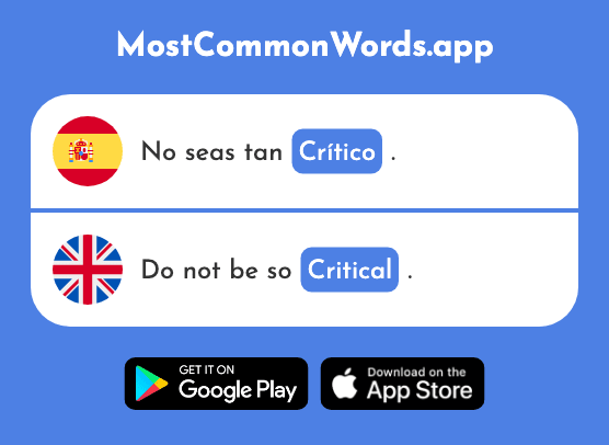 Crítico - Critical (La 1868 Palabra Más Común En English)