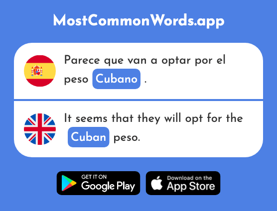 Cubano - Cuban (La 703 Palabra Más Común En English)
