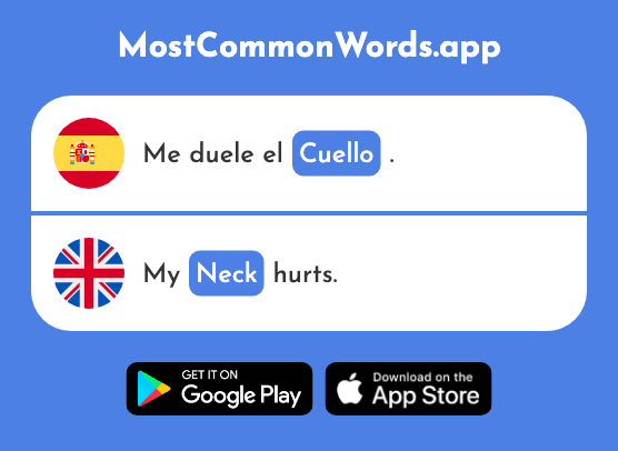 Cuello - Neck, collar (La 1298 Palabra Más Común En English)