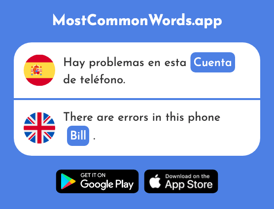 Cuenta - Bill, account (La 196 Palabra Más Común En English)