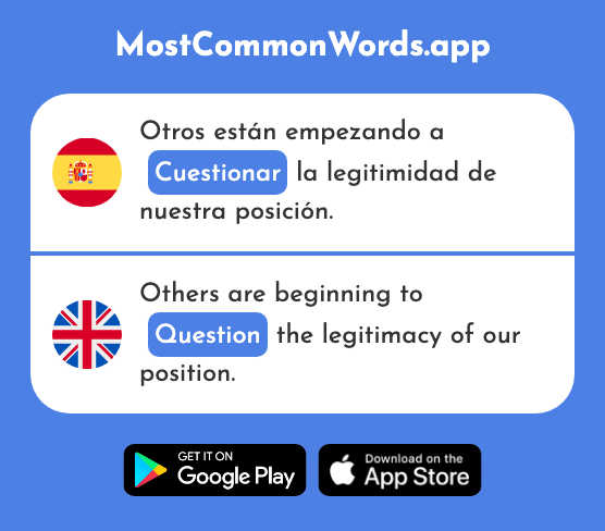 Cuestionar - Question (La 2894 Palabra Más Común En English)