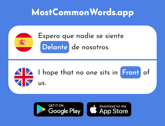 Delante - Front, ahead (La 1742 Palabra Más Común En English)